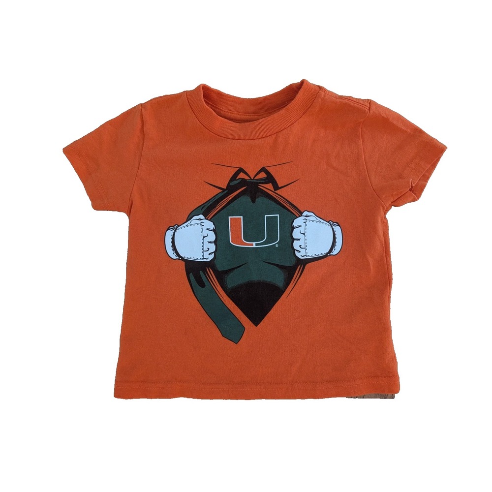 Miami Hurricanes Toddler Shirt 3T Orange Superhero Chest Rip U Logo Graphic Tee